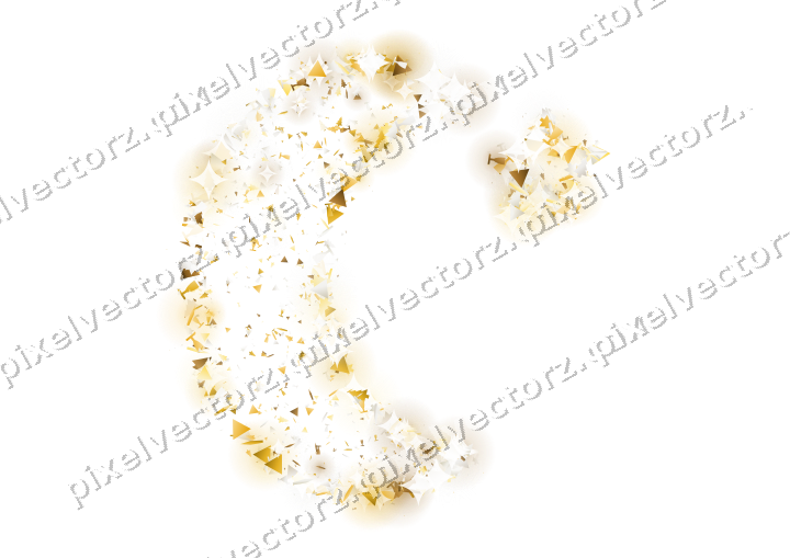Seamless glitter crescent moon on a transparent background