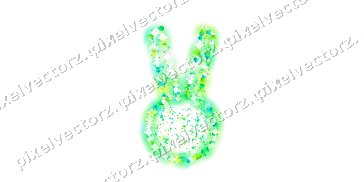 Seamless glitter easter bunny in green on a transparent background