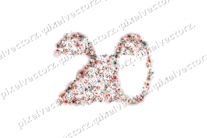 Seamless glitter number 20 of triangles on a transparent background
