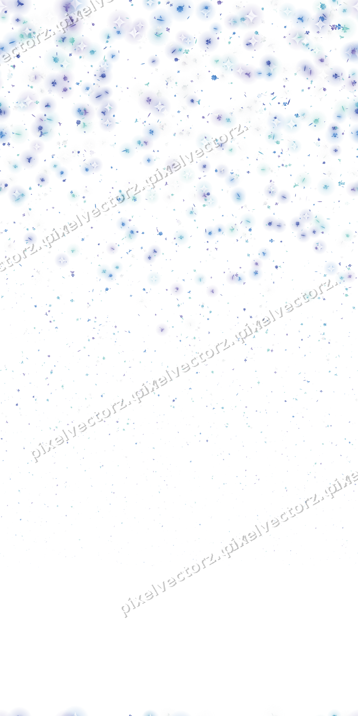 Seamless falling glitter in blue and cyan on a transparent background