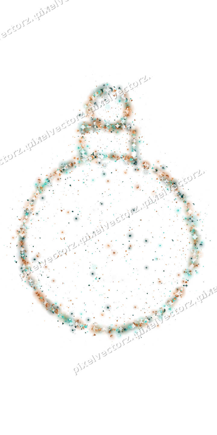 Seamless glitter bauble in orange and teal on a transparent background