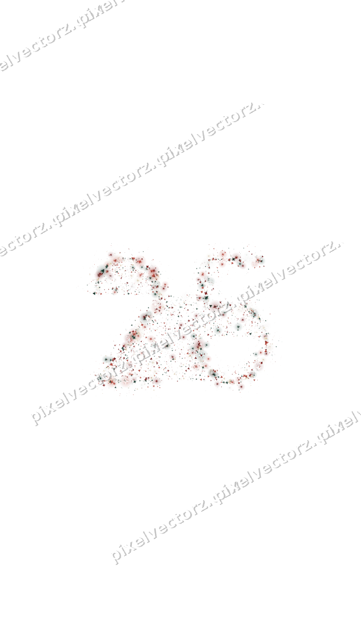 Seamless glitter number 25 in dark red on a transparent background