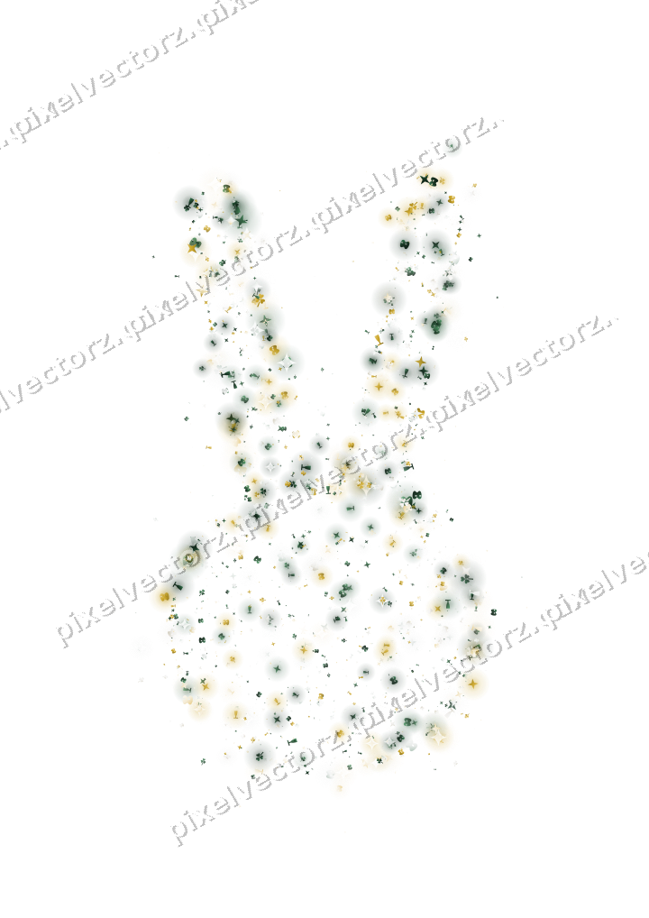 Seamless glitter easter bunny on a transparent background