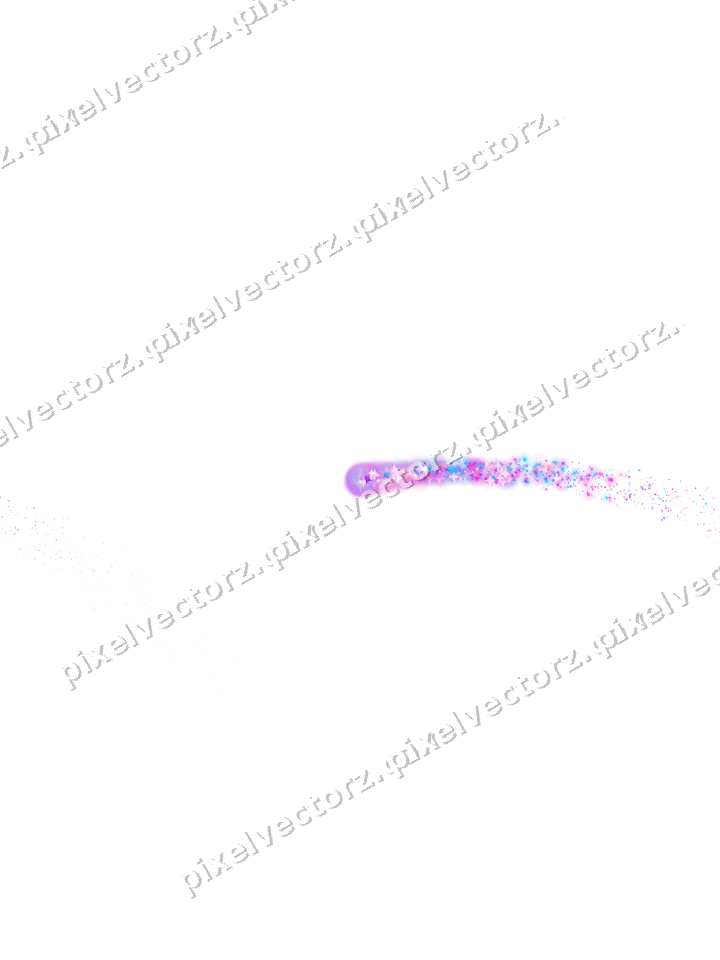 Seamless star trail of sparkles in magenta on a transparent background