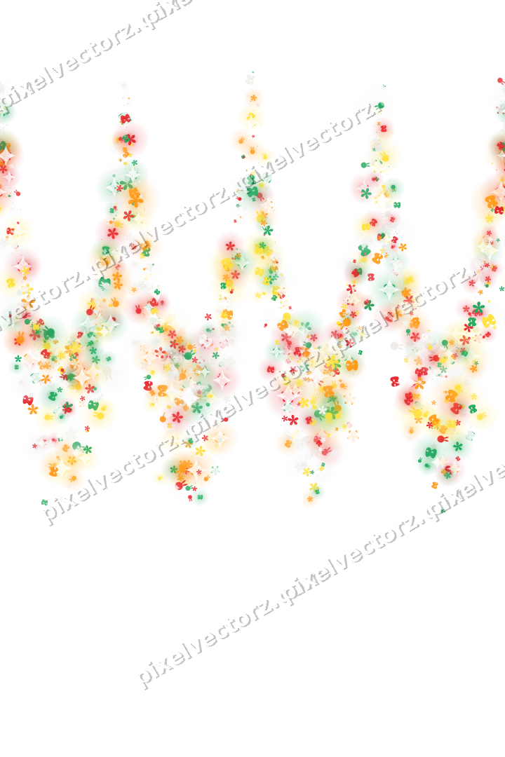 Seamless glitter garland in red and orange on a transparent background