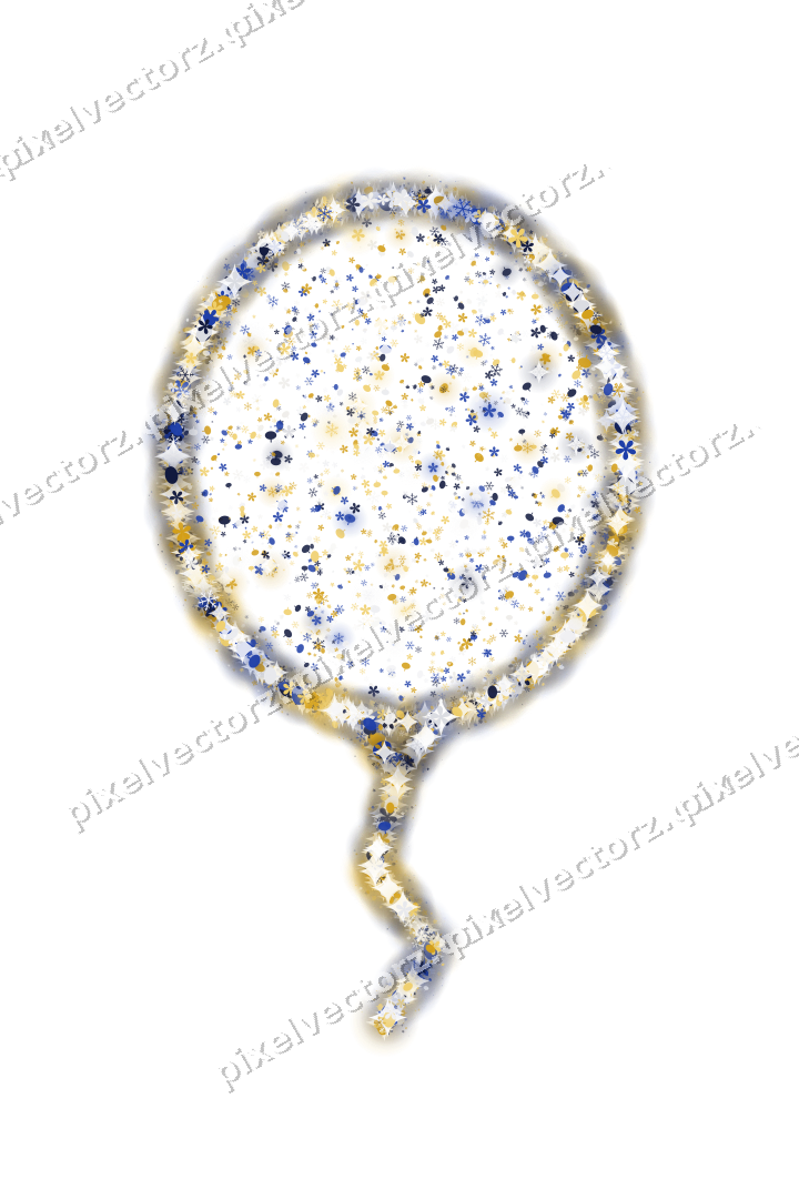 Seamless glitter balloon in amber and blue on a transparent background