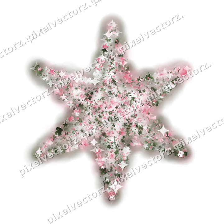 Seamless glitter star in pink on a transparent background