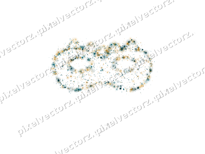 Seamless glitter carnival mask in amber on a transparent background
