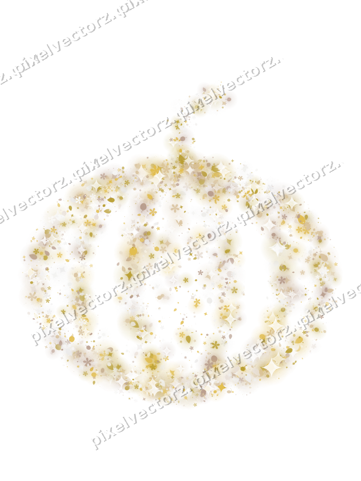 Seamless glitter pumpkin in amber on a transparent background