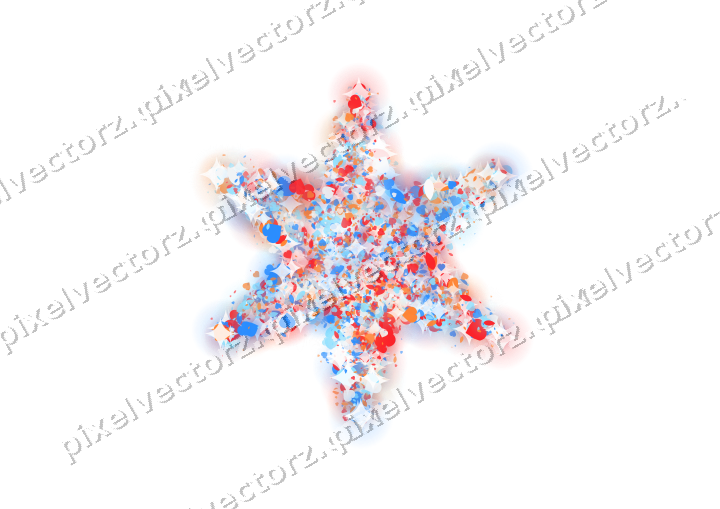 Seamless glitter star of hearts and leaves on a transparent background