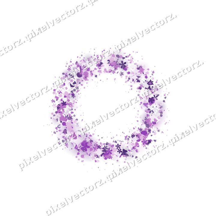Seamless glitter wreath in purple on a transparent background