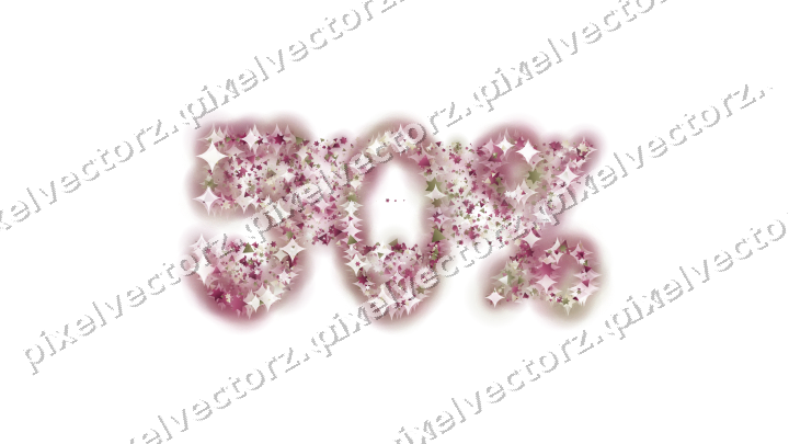 Seamless glitter number 50% in dark pink on a transparent background