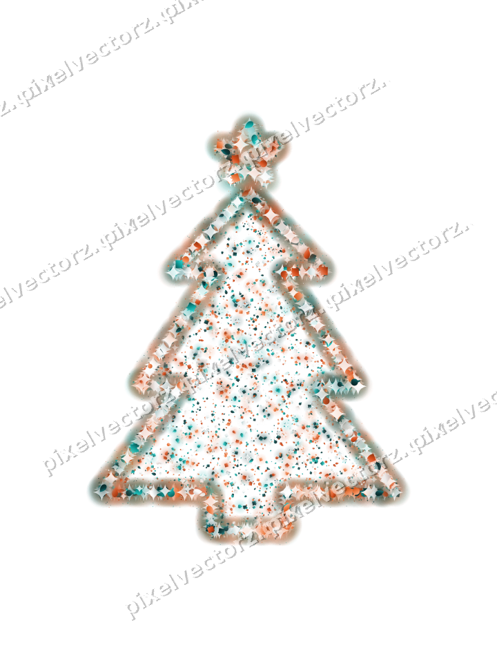Seamless glitter christmas tree in orange on a transparent background