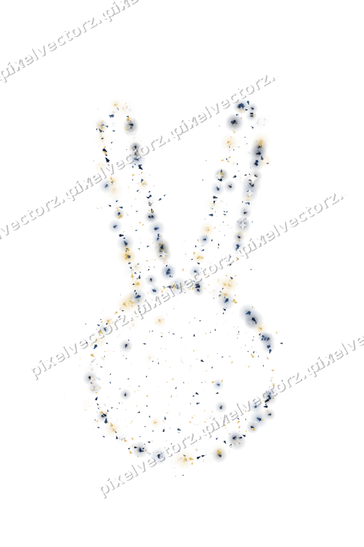 Seamless glitter easter bunny in dark blue on a transparent background