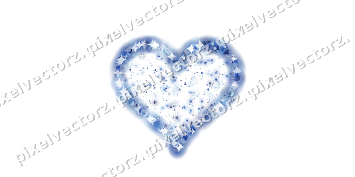 Seamless glitter heart in blue and cyan on a transparent background