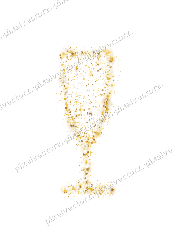 Seamless glitter champagne flute on a transparent background
