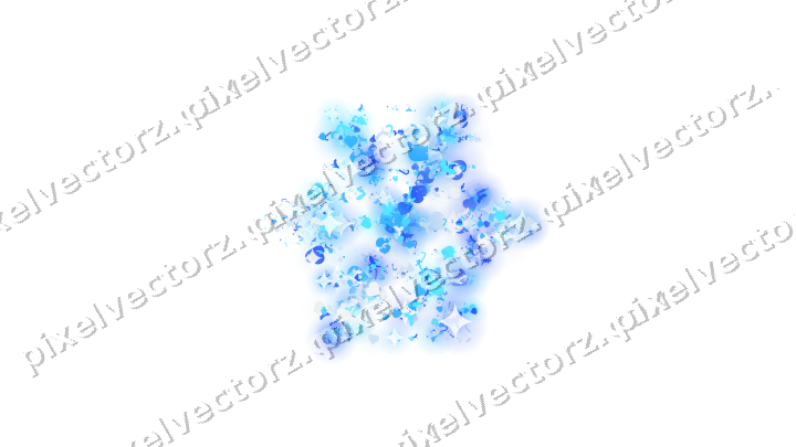 Seamless glitter snowflake in cyan on a transparent background