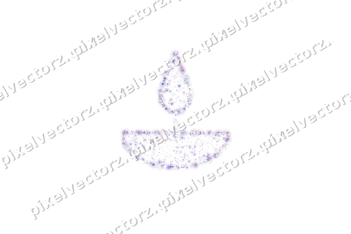 Seamless glitter diya lamp in purple on a transparent background
