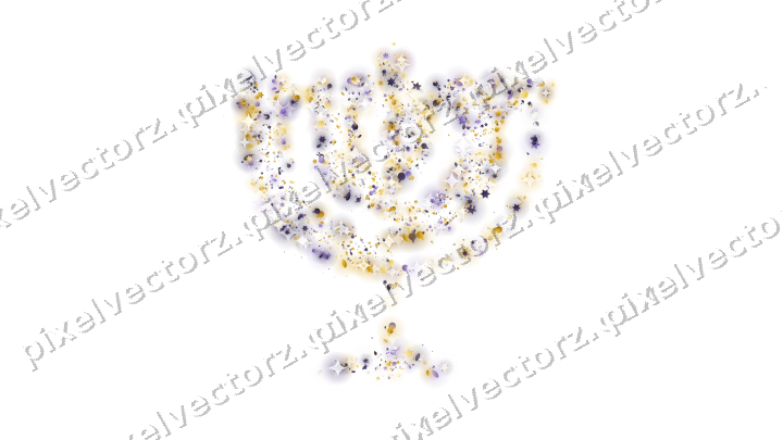 Seamless glitter menorah in amber on a transparent background