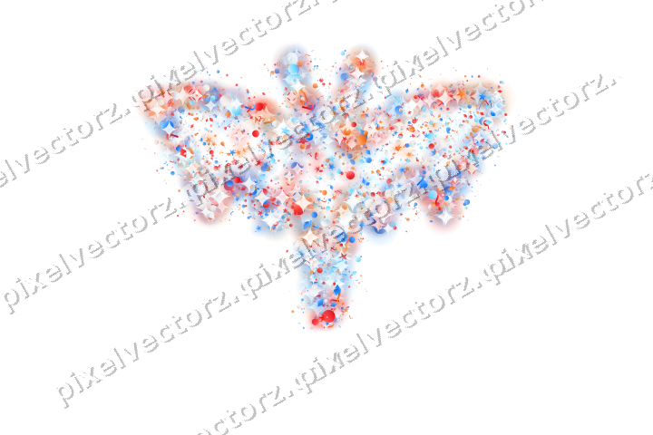 Seamless glitter bat in blue and red on a transparent background