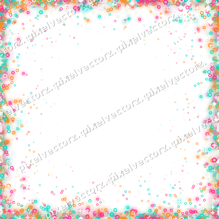 Seamless glitter vignette of rings in pink on a transparent background