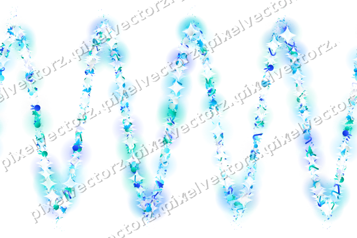 Seamless glitter wave in cyan and teal on a transparent background