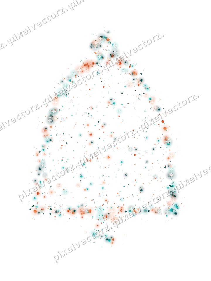 Seamless glitter bell in orange and teal on a transparent background