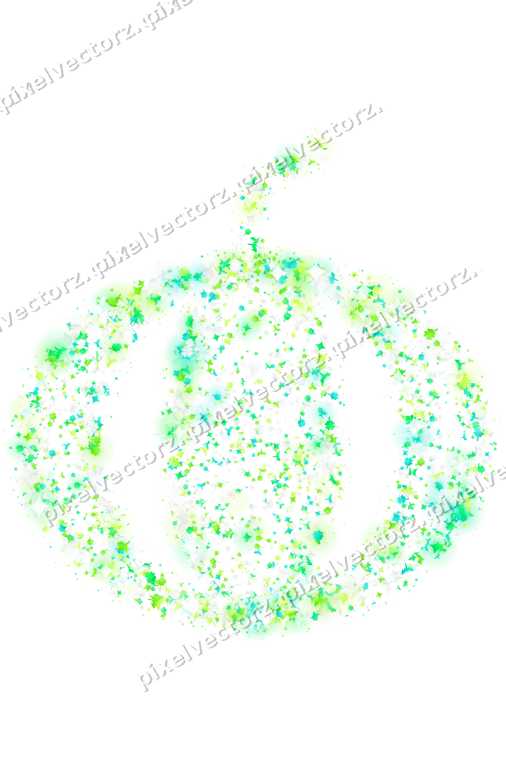 Seamless glitter pumpkin in green and lime on a transparent background