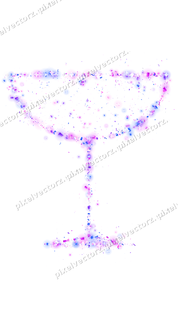 Seamless glitter champagne coupe in purple on a transparent background