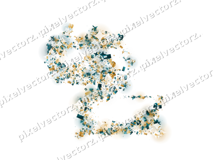 Seamless glitter dragon of stars and masks on a transparent background