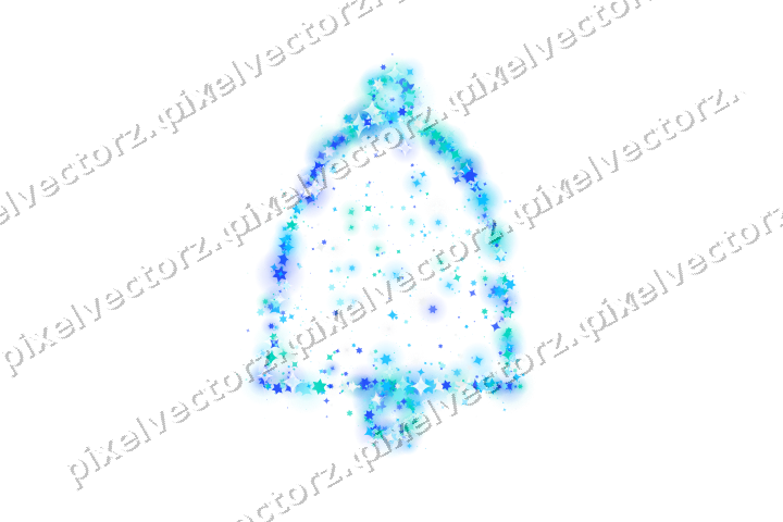 Seamless glitter bell in cyan and teal on a transparent background