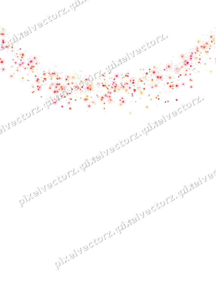 Seamless glitter garland in red and orange on a transparent background