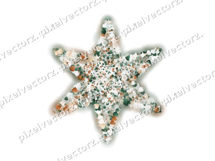 Seamless glitter star of hearts on a transparent background