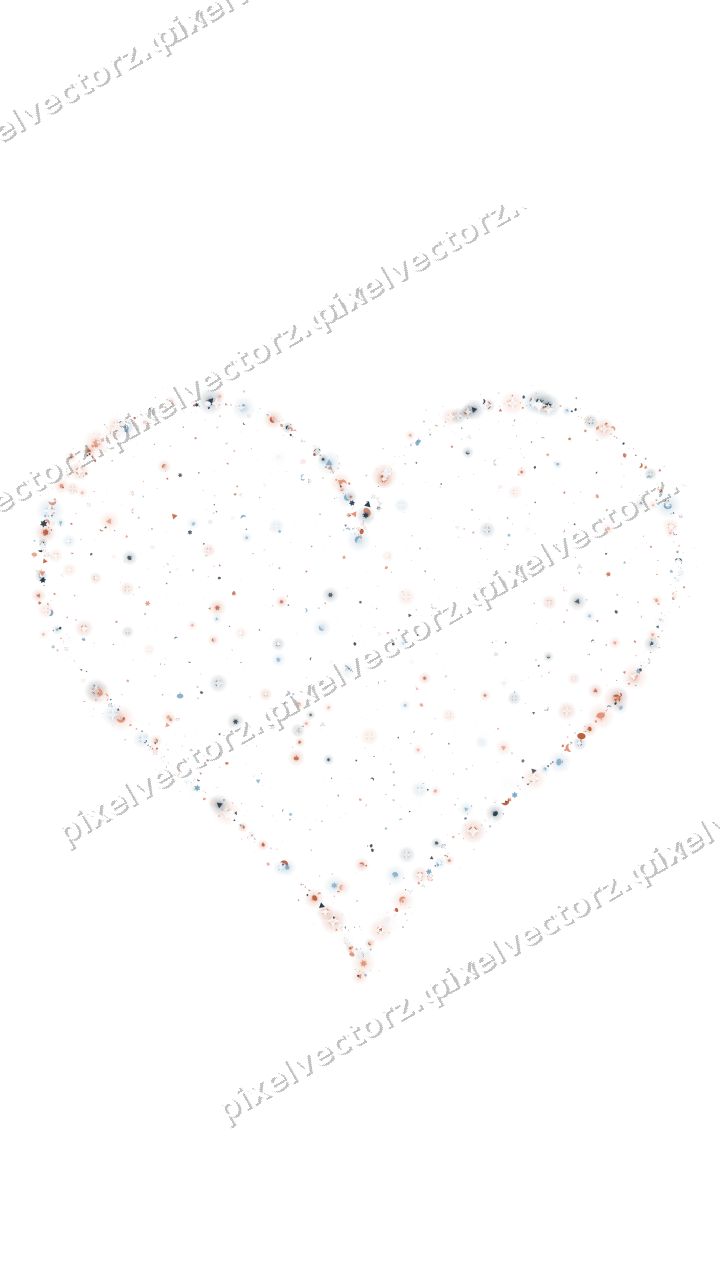 Seamless glitter heart in orange and cyan on a transparent background