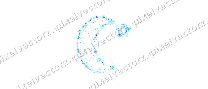 Seamless glitter crescent moon in cyan on a transparent background