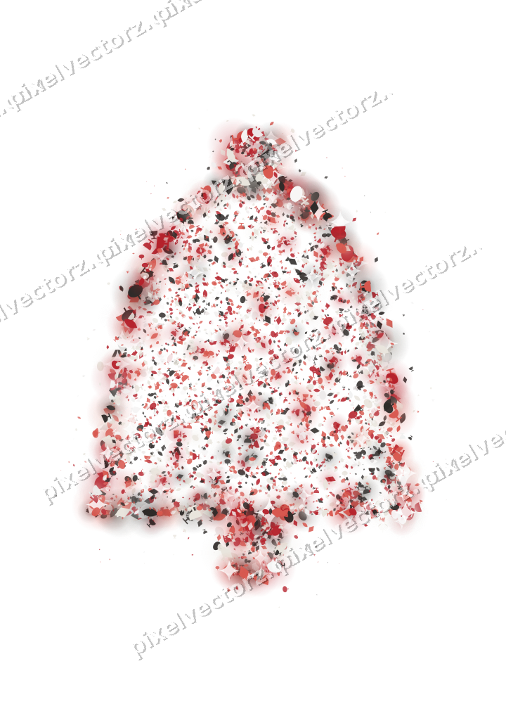 Seamless glitter bell in red on a transparent background