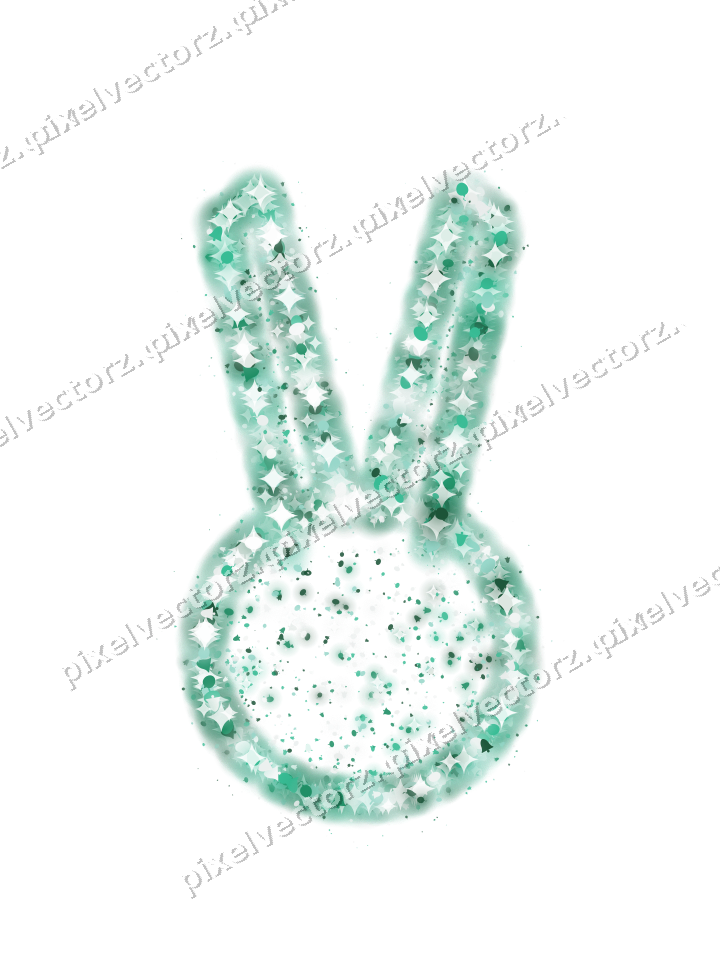 Seamless glitter easter bunny on a transparent background