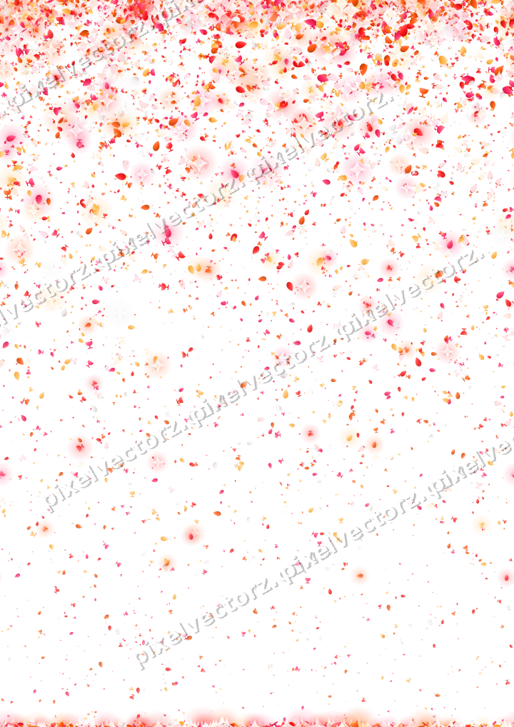 Seamless falling glitter in red and orange on a transparent background