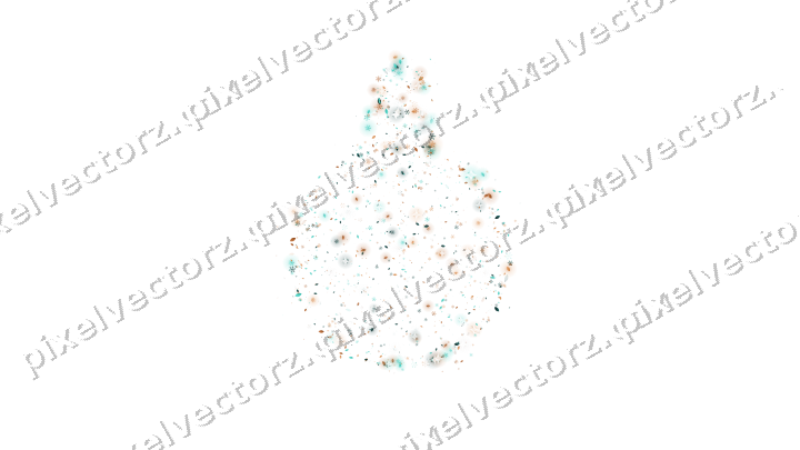 Seamless glitter bauble in orange and teal on a transparent background