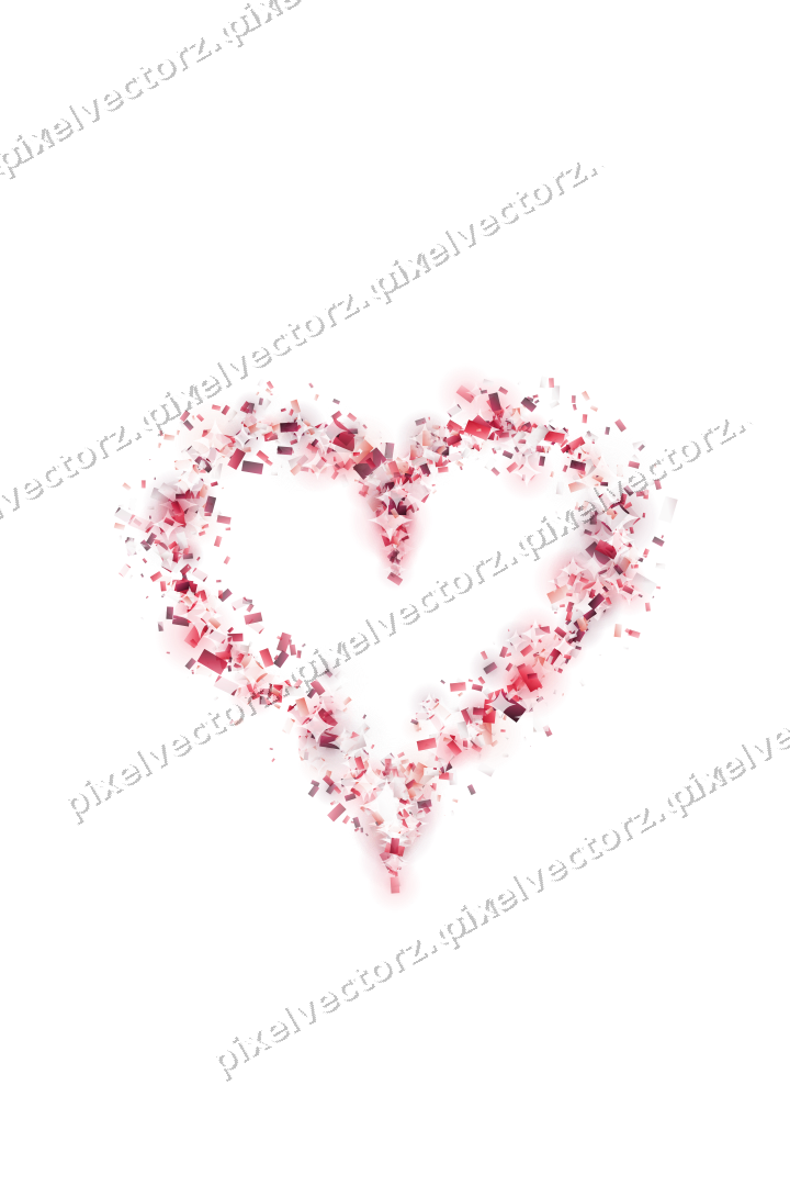 Nahtloses Glitzerherz aus Konfetti in Rosa auf transparentem Grund