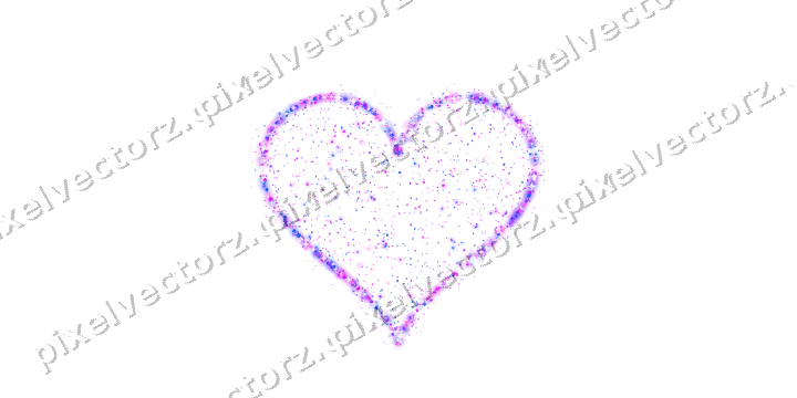 Seamless glitter heart in purple and blue on a transparent background