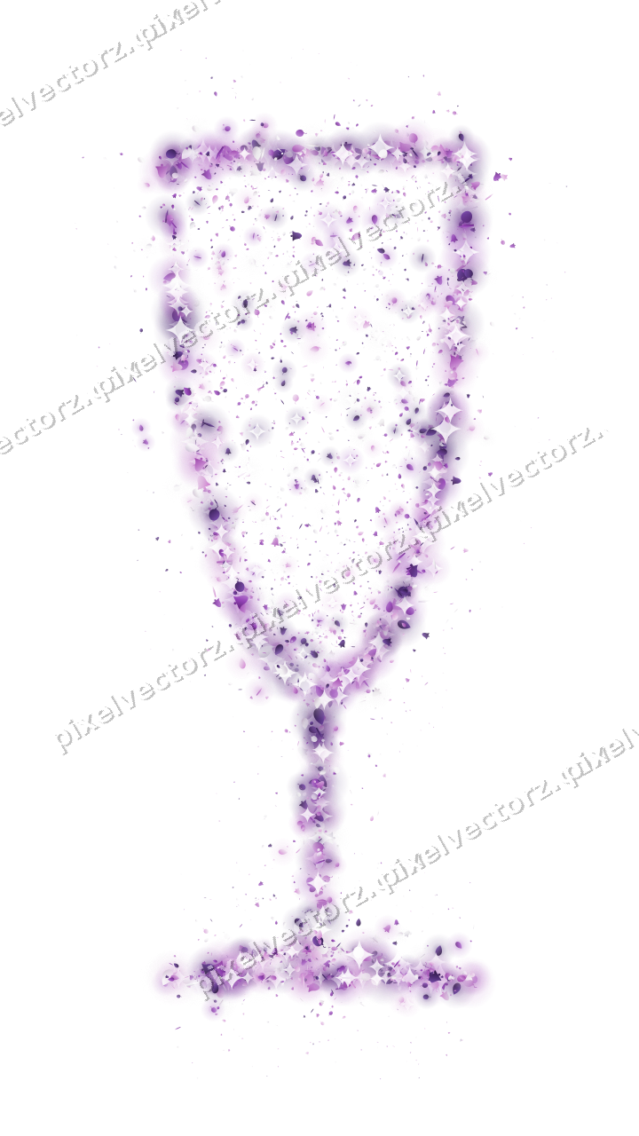 Seamless glitter champagne flute in purple on a transparent background