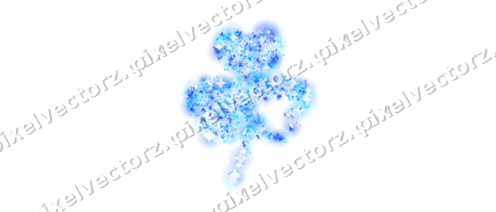 Seamless glitter shamrock in cyan and blue on a transparent background