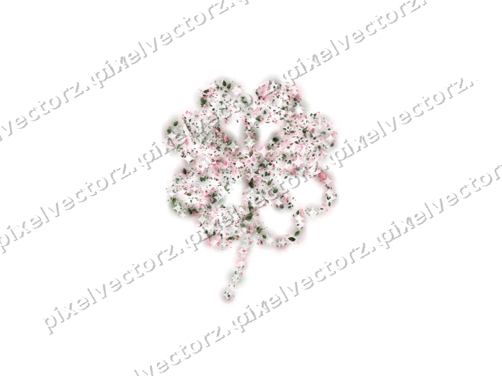 Seamless glitter clover leaf in pink on a transparent background