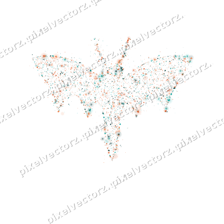 Seamless glitter bat in orange and teal on a transparent background