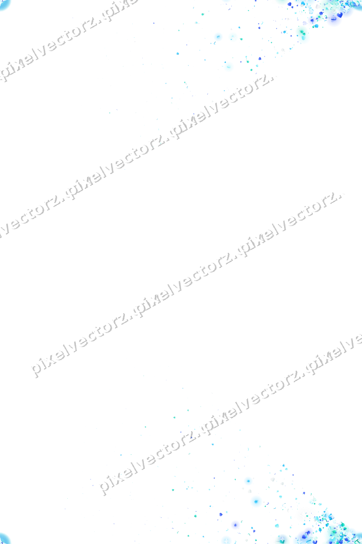 Seamless glitter corner in cyan and teal on a transparent background