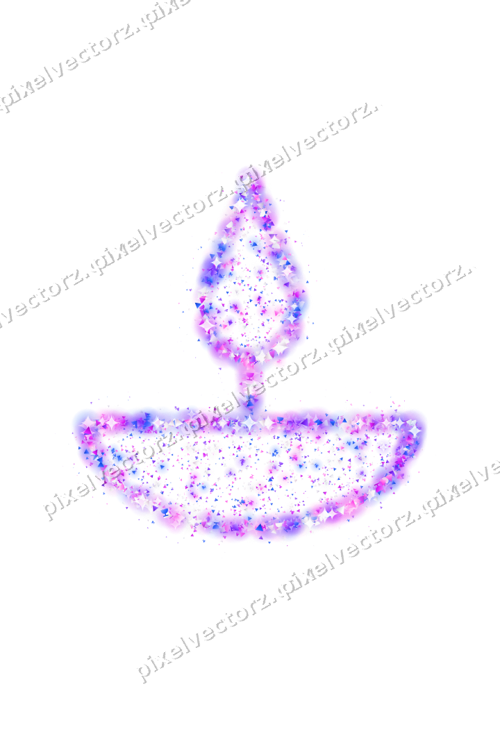 Seamless glitter diya lamp in purple on a transparent background