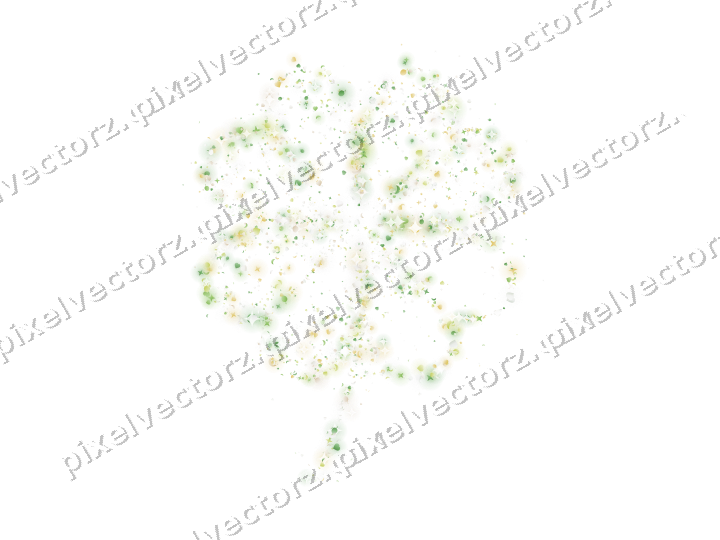 Seamless glitter clover leaf in lime on a transparent background