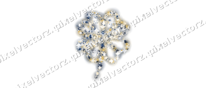 Seamless glitter clover leaf in dark blue on a transparent background