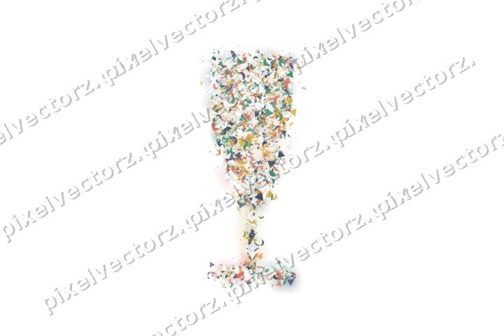 Seamless glitter champagne flute in amber on a transparent background